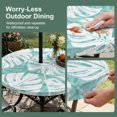 thumbnail image 5 of Round Outdoor Tablecloth with Umbrella Hole and Zipper, Teal Green Monstera Deliciosa Tablecloth with Elastic Waterproof, Summer Botanical Tropical Patio Table Covers for 31" - 35" Pool Tables, 5 of 9