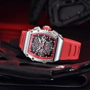 PAGANI DESIGN Mens Quartz Watches Chronograph Tonneau Stainless Steel Sports Wrist Watches for Men Synthetic Sapphire Dial Glass