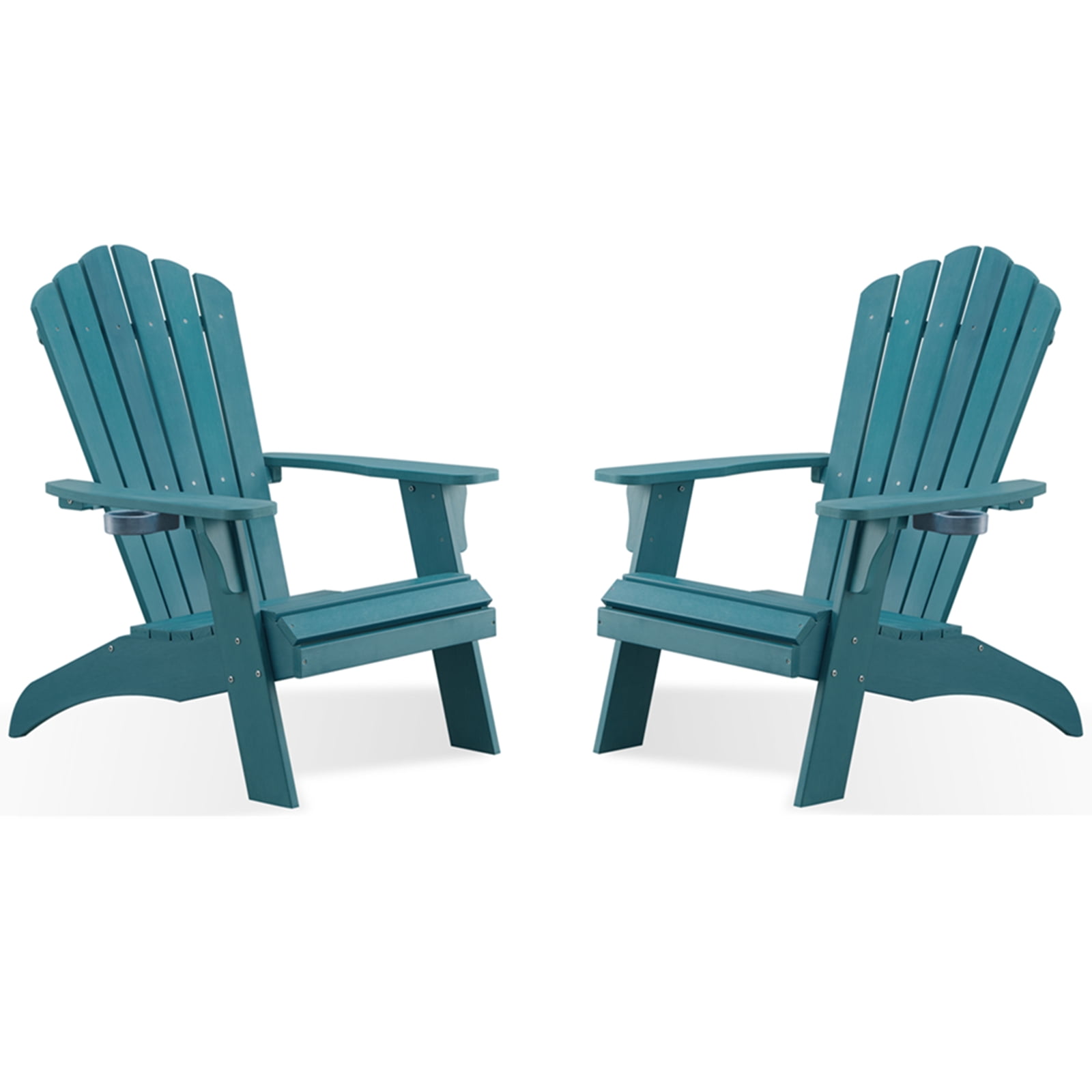 Adirondack Chair, Oversized Poly Lumber Fire Pit Chair with Cup Holder, 350Lbs Support Patio Chairs for Garden, Weather Resistant Outdoors Seating, Relaxing Gift for Father & Mother (Blue)