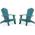 thumbnail image 2 of Adirondack Chair, Oversized Poly Lumber Fire Pit Chair with Cup Holder, 350Lbs Support Patio Chairs for Garden, Weather Resistant Outdoors Seating, Relaxing Gift for Father & Mother (Blue), 2 of 6