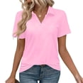 thumbnail image 2 of Women's Polo Shirts Short Sleeve V Neck Business Casual Tops Collared Cotton Golf Shirts Work Summer Tees, L, 2 of 7