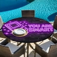 thumbnail image 6 of Purple Video Game Round Tablecloth 55-60 Inch Round Fitted Table Cloth with Elastic Edge, Cartoon Funny Neon Graffiti Brick Waterproof Table Cover Protector for Outdoor Picnic Party Dining, 6 of 9