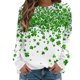 thumbnail image 4 of Xuyuer St. Patrick's Day Round Neck Sweatshirt for Women Lucky Shamrock Long Sleeve Shirt Ireland Gift Clover Print Fit Casual Pullover Fashion Loose Tops, 4 of 5