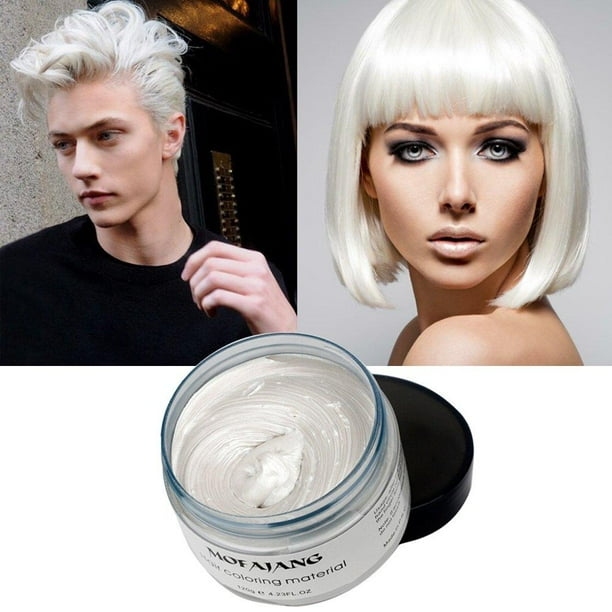 White Hair Color Wax Temporary Hairstyle Cream 4.23 oz Pomades for