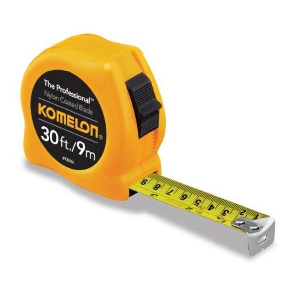 Komelon Usa The Professional 30-Foot in. & Metric Scale Power Tape, Yellow
