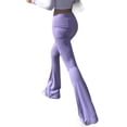 thumbnail image 3 of FASHIONWT Women Skinny Stretchy Knitted Slacks Casual Solid Flared Pants, 3 of 6