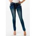 thumbnail image 2 of Grace in LA Women's Embroidered Floral Pockets Skinny Fit Stretch Jeans (29, Blue), 2 of 3