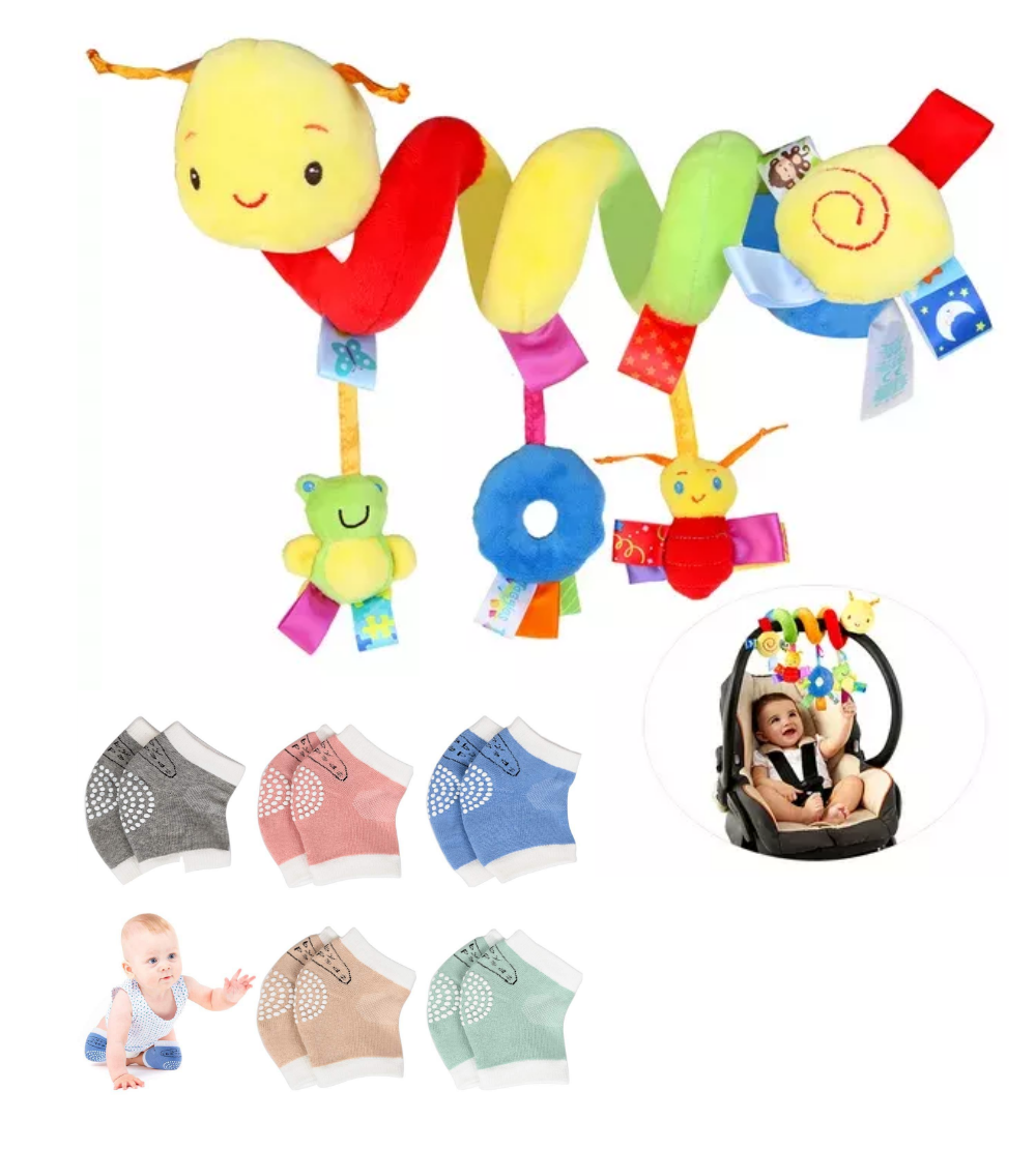 Baby Stroller Toy with Baby Knee Pads Activity Spiral Hanging Toy with