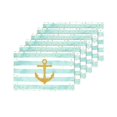 thumbnail image 4 of MKHERT Summer Gold Glitter Nautical Anchor and Dots On Mint Stripes Placemats Table Mats for Dining Room Kitchen Table Decoration 12x18 inch,Set of 6, 4 of 4