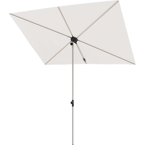 Balcony Umbrella, 6x4 FT Outdoor Umbrella, Rectangular Flat Canopy Versatile Patio Shade with 360 Degree Roating Knob for Deck Apartment, Beige