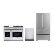 Cosmo 48" Double Oven Gas Range & Dishwasher & French Door Refrigerator Set