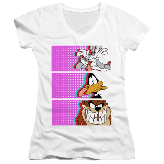 Looney Tunes Tiles Junior Women's T-Shirt V-Neck White