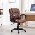 thumbnail image 3 of Lacoo Faux Leather Mid-Back Executive Office Desk Chair with Lumbar Support, Brown, 3 of 7
