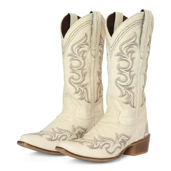 TuffRider Womens Snip Toe Paris Embroidered Western Boots - Cream - 6