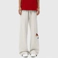 thumbnail image 4 of Womens Sweatpants Elastic Waist Side Pocket Solid Loose Sport Casual Wide Leg Sweatpants Women Grey M, 4 of 7