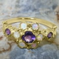 thumbnail image 5 of LBG British Made 10k Yellow Gold Natural Amethyst & Opal Womens Anniversary Ring - 33 size options - Size 7.75, 5 of 7