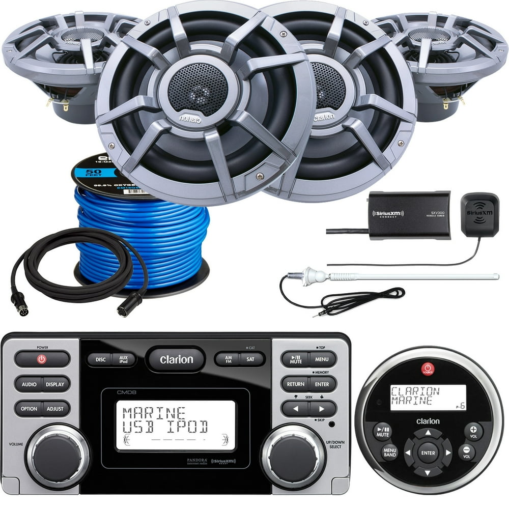 Clarion CMD8 Marine Audio CD Stereo Receiver, 4 x CM2223R 8.8" 2Way
