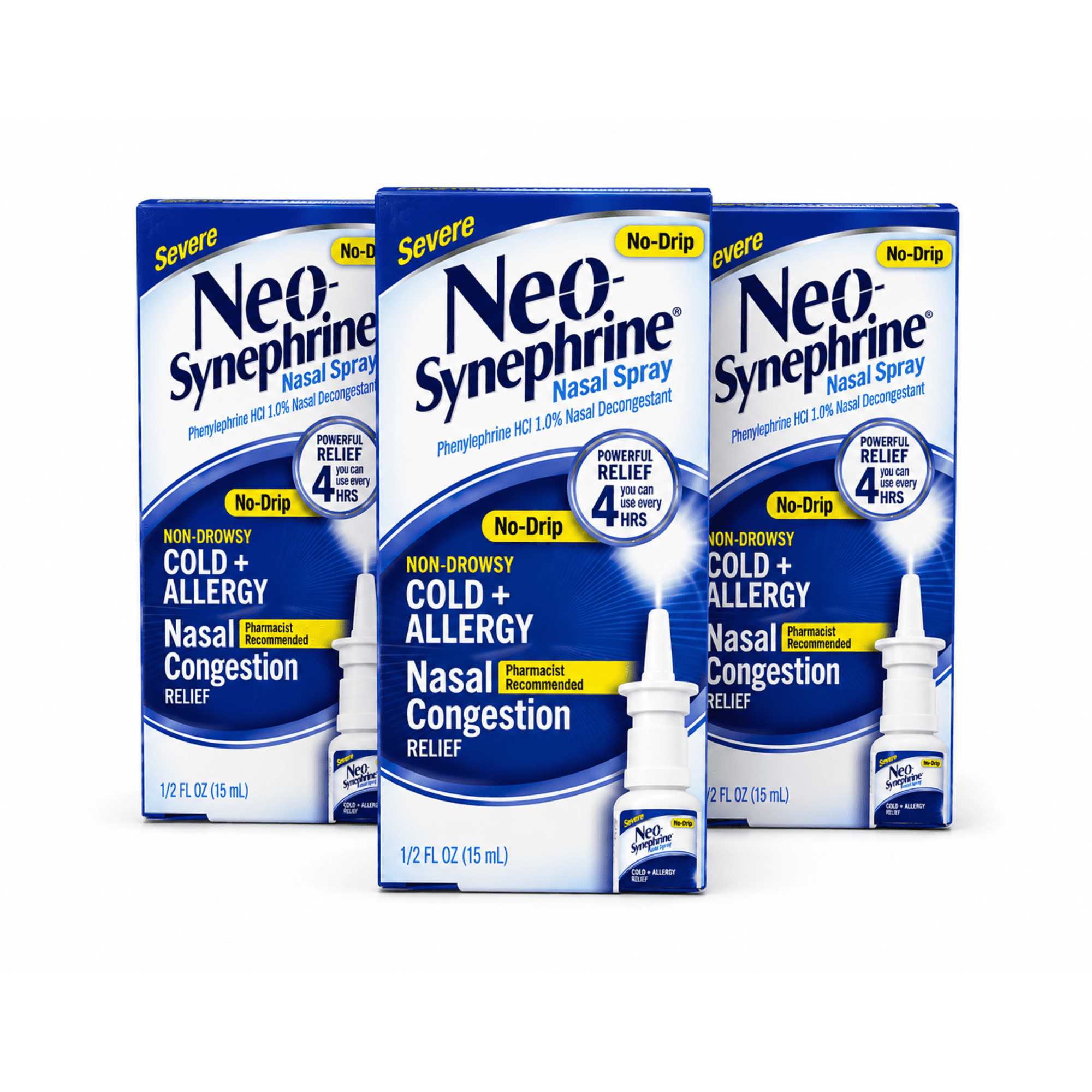 Neo-Synephrine 0.5 Percent Nasal Decongestant Spray, 15 mL 3 Pack