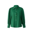 thumbnail image 5 of Liacowi Women Retro Puff Sleeve Blouse Solid Color/Leopard Print Lapel Long Shirt Plus Size Office Ladies Business Tops, 5 of 10