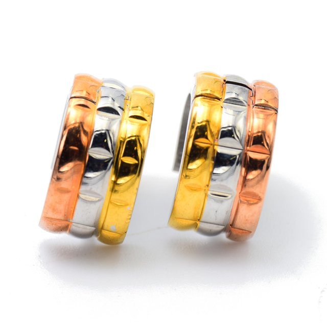 Aretes Broquel D Acero Triple Color Dorado Plateado Y Bronce Genérico hugguiestriplecolor