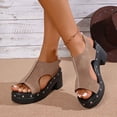 thumbnail image 2 of Hinvhai Women's Platform Wedge Sandals, Comfortable Peep-Toe Casual & Dressy Summer Lightweight Shoes for All Day Wear Khaki 9.5(43), 2 of 9
