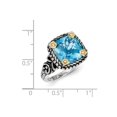 thumbnail image 3 of 14K Two-Tone Gold Ring Band Gemstone Yellow Swiss Blue Topaz Cushion, 3 of 3