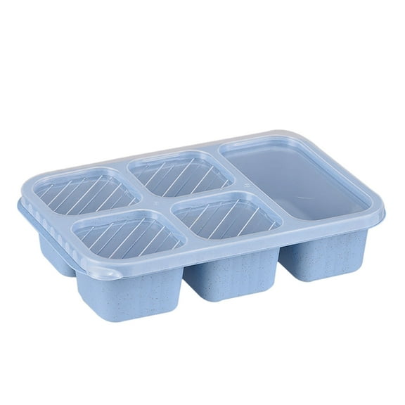 Bento Box Portable Snack Containers With 5 Compartments For Meal Prep Lunchable Container Reusable And Bpa-Free(Blue-5Compartments 24X16X5Cm)
