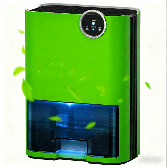 EGEH Dehumidifier for Home, 70-oz Water Tank (500 sq. ft) Mini Dehumidifiers for Bedroom Bathroom with 5 Colors LED Lights, Auto Shut off (Green)