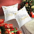 thumbnail image 3 of 20x20 Inch Decorative Set of 2 Throw Pillow Cover Merry Christmas Lettering White Holiday Sparkling Gold and Silver Border Hanging Square Home Cushion Sofa Two Sides Pillow Case, 3 of 4