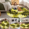 thumbnail image 6 of Area Rug 48in, Black White Chrysanthemum Floor Carpet Living Room Rug, Vintage Blossom Flower on Yellow Non-Slip Welcome Mat Indoor Rugs for Bedroom Dining Room, 6 of 9