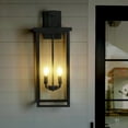 thumbnail image 2 of Large Outdoor Wall Lantern, 26 Inch Modern Exterior Wall Sconce with Clear Glass, Waterproof Porch Light for House Garage, Anti-Rust Matte Black Finish, 4-Light E12 Base, 2 of 8