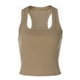 thumbnail image 6 of Fiaer Tank Tops for Women Scoop Neck Crop Sleeveless Tops Summer Going out Basic Tees Casual Ribbed Slim Racerback Camisole Khaki XS, 6 of 8