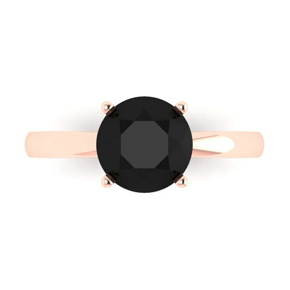 Solitaire Engagement Ring for Women - 2ct Natural Onyx in 14K Rose Gold Promise Ring