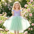 thumbnail image 2 of Girls Mermaid Costume Tutu Dress, Flutter Strap Iridescent Scale Sequin Top Sparkly Tulle Sundress for Birthday Party Cosplay, 2 of 6