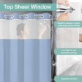 thumbnail image 4 of No Hook Shower Curtain, Pure Light Blue Standard Shower Curtain with Snap in Liner, Simple Solid Color Waterproof Washable Fabric Bathroom Curtains Sets, 72"W x 72"L, 4 of 9