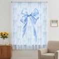 thumbnail image 3 of Cute Bow Sheer Curtains 63 Inches Long, Blue Bowknot Minimalist Solid Color Light Filering Curtains, Breathable Simi Curtain Privacy Drapes for Living Room Bedroom Lightweight Window Treatment, 3 of 9