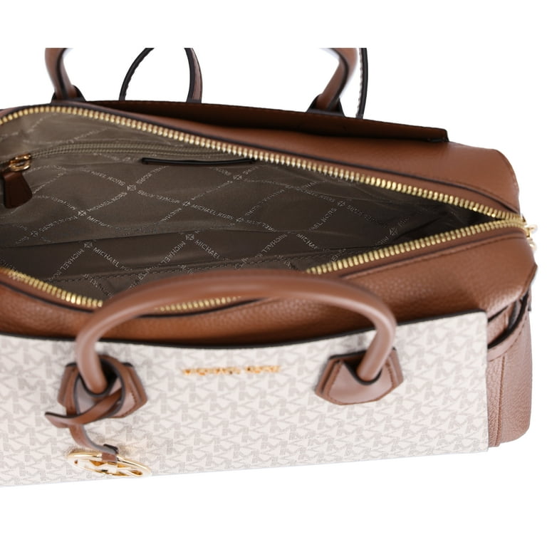 Michael Kors Womens Mercer Medium Logo and Leather Belted Satchel Vanilla 35F2GM9S8B 149 Walmart