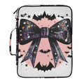thumbnail image 2 of Haosy Accordion File Organizer Zipper Binder 500 Sheet 6-Tab Expanding File Folder Multi-Pocket 1.2 Inch 3 Ring Glittery Bow with Bats Silhouette, 2 of 7