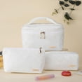 thumbnail image 5 of 3 count Makeup Bag Set, Cationic Jacquard Large  Organizer, -Coated Solvent-Free Travel Toiletry Bag for Women - White, 5 of 6