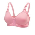 thumbnail image 2 of JUUYY Front Buckle Closure Bras for Women Back Support Posture Bra Wireless No Pad Full Coverage Push up Comfort Underwire Everyday Bras Pink XXL, 2 of 3