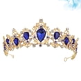 thumbnail image 2 of Coiffe de Mariage Baroque Coiffe Rétro Coiffure Accessoires de Cheveux pour Femmes (Bleu et Doré), 2 of 4