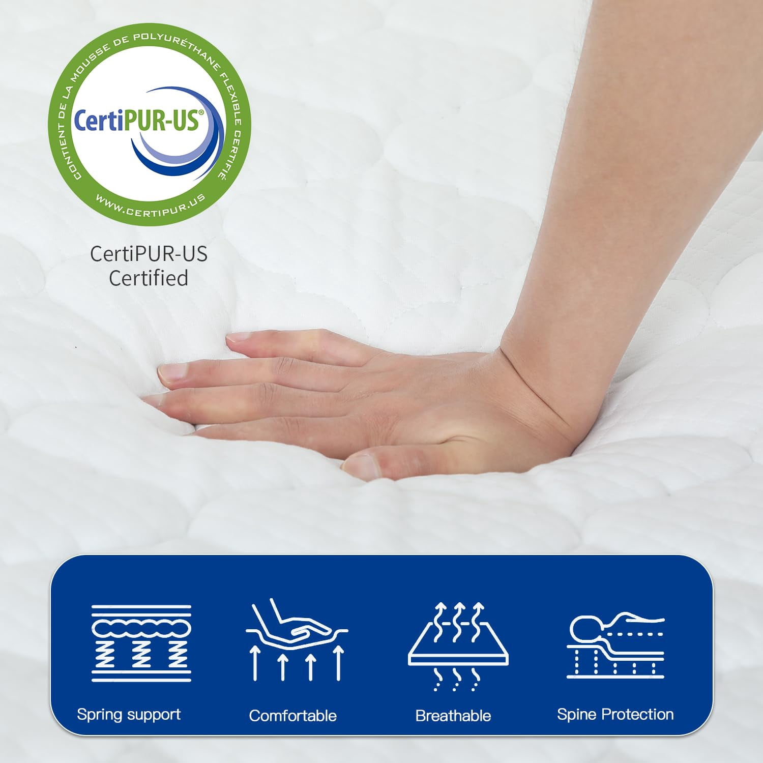 YRLLENSDAN Queen Mattress in a Box, Foam Spring Hybrid Mattress, Medium Firm Queen Mattress 8 Inch, Fiberglass Free Mattress Queen Double Bed Mattress