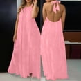 thumbnail image 2 of Taqqpue Women Summer Casual Sleeveless Maxi Dress 2026 Crewneck Loose Beach Travel Vacation Long Sundress Solid Color Plus Size Halter Dress for Women, 2 of 9