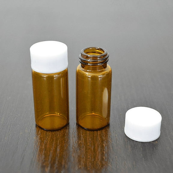 50Pcs 5ml Refillable Brown Sample Bottles with White Caps for Essential Oils Perfumes DIY Aromatherapy