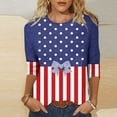thumbnail image 2 of FAVIPT 4th of July T Shirt Women Casual Loose Summer 2025 Shirts Stars and Stripes Patriotic Print Tees 3/4 Sleeve Round Neck Shirts Multicolor,XXL, 2 of 5