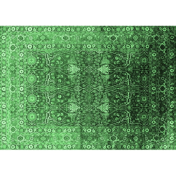 Ahgly Company Indoor Rectangle Oriental Emerald Green Industrial Area Rugs, 2' x 4'