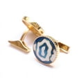 thumbnail image 2 of Sterling Silver Round With Blue White Enamel Gold Cufflink, 2 of 4