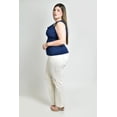 thumbnail image 2 of Blusa satinada con broche Roman Fashion /Tallas Extras, 1914 (Azul marino) azul marino 38, 2 of 5