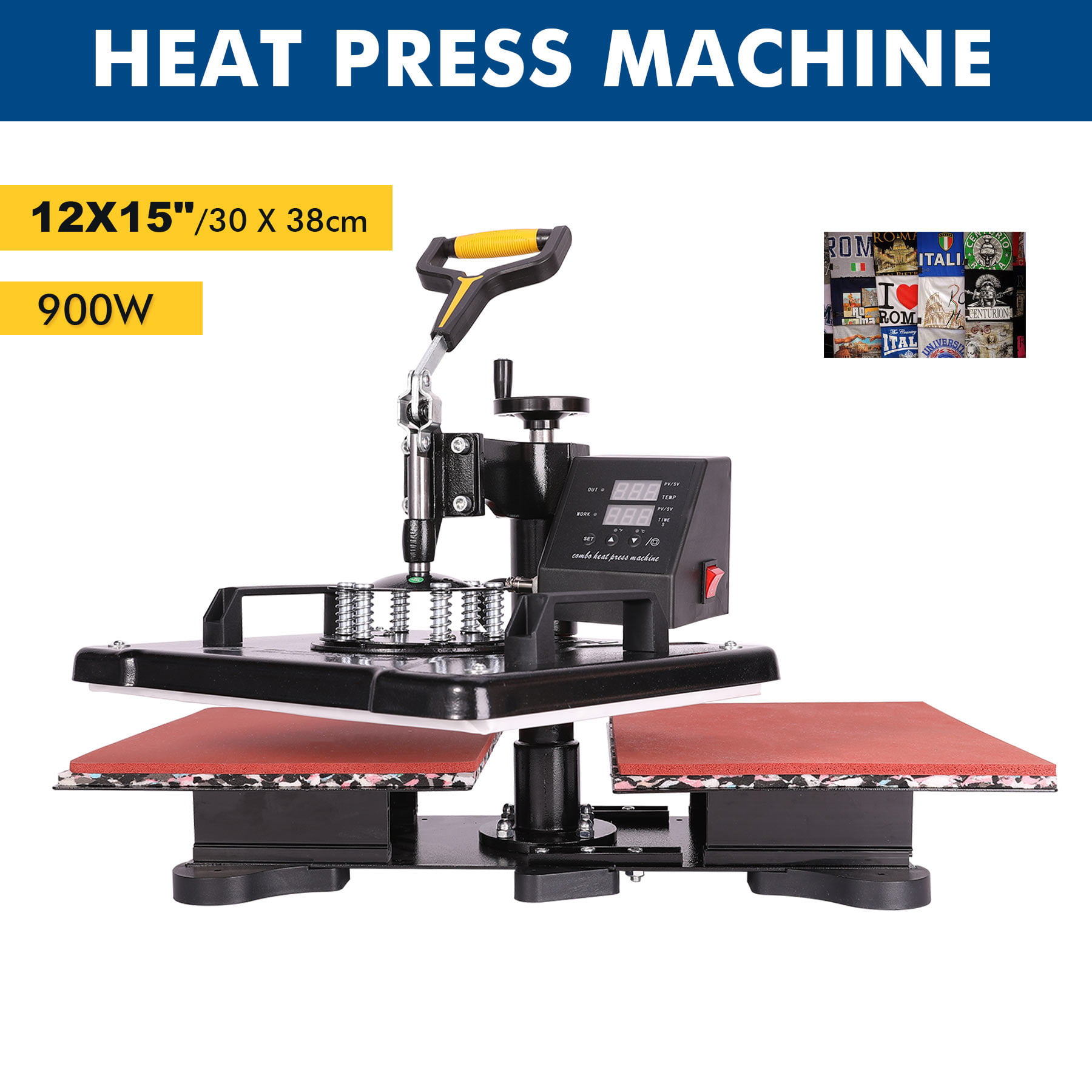 360 Degree T-Shirt Heat Press Sublimation Transfer Machine 38 X 29CM Swing Away 