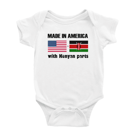 Made In America With Kenyan Parts Funny Infant Boys Girl Baby Bodysuit